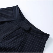 Pinstripe Pleated Wide Leg Pants