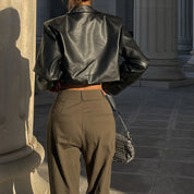Faux Leather Crop Jacket