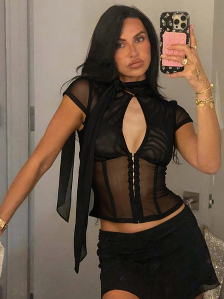 Marselle Cut Out Mesh Top