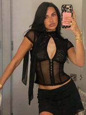 Marselle Cut Out Mesh Top