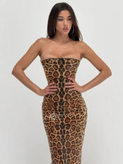 Leopard Sequin Midi Tube Dress