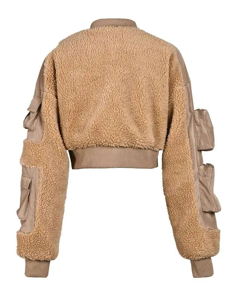 Caramel Cropped Cargo Jacket