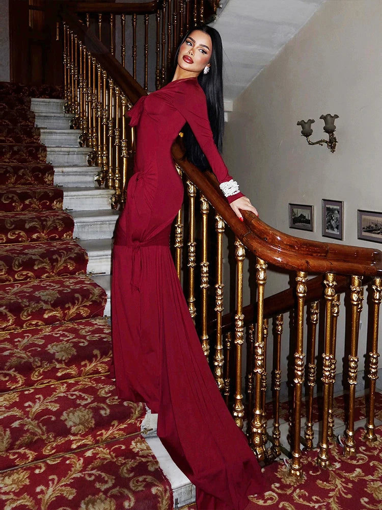 Lace-Up Tassels Maxi Dress