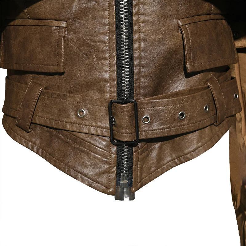 Khaki Faux Leather Jacket