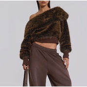 Chic Faux Fur Off Shoulder Top