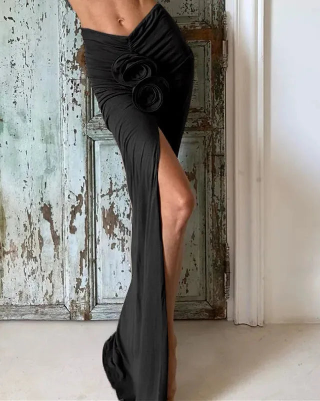 Rose Ruched Maxi Skirt