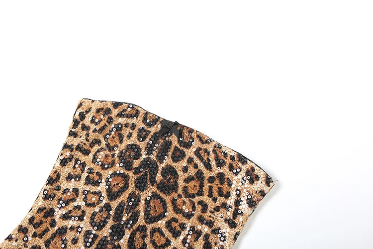 Leopard Sequin Midi Tube Dress