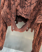 Distressed Knit Cropped Sweater