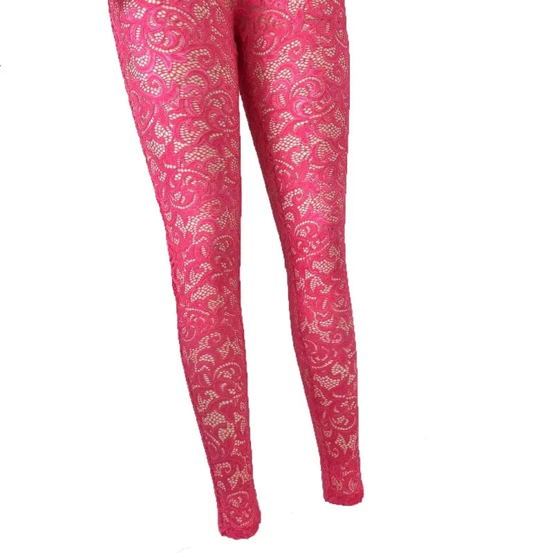 Pink Lace Halter Jumpsuit