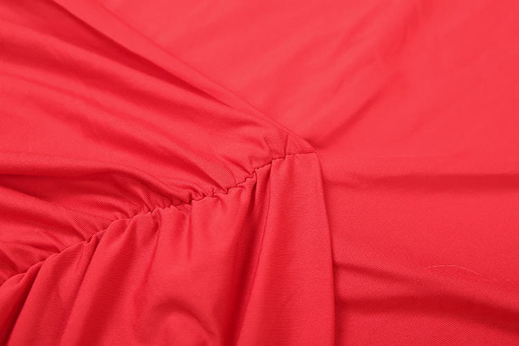 Red Ruched Backless Maxi Dress