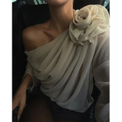Rose Mesh One Shoulder Top