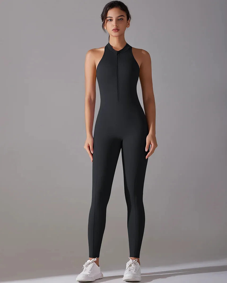Racerback Zip Up Jumpsuit