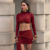 Barely There Lace Panel Skirt Set