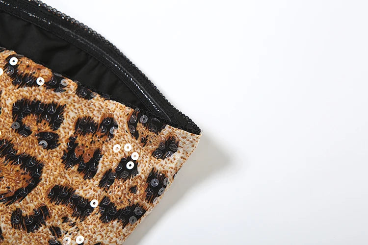 Leopard Sequin Midi Tube Dress