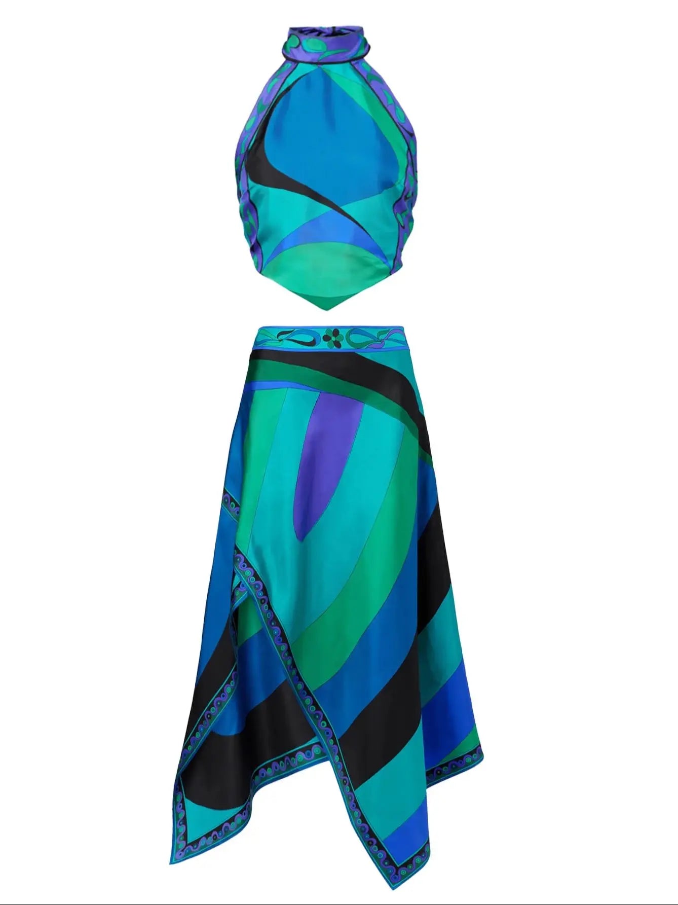 Milano Asymmetrical Satin Skirt Set