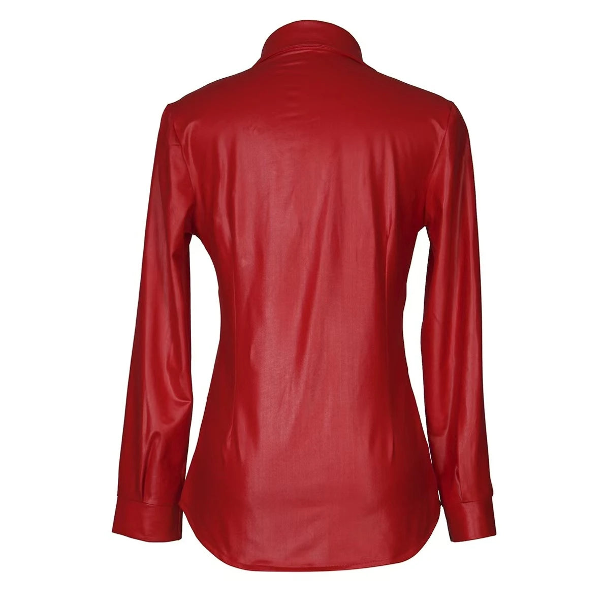 Faux Leather Button Down Top