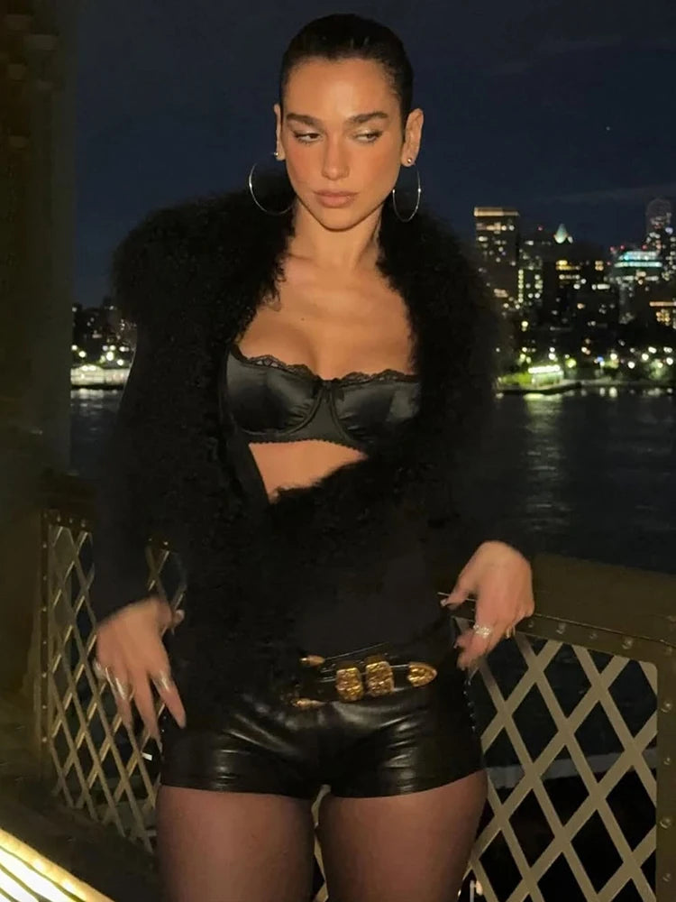 Furry Deep V Knit Top