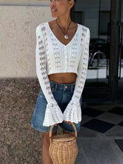 Bellz V-Neck Knit Crop Cardigan