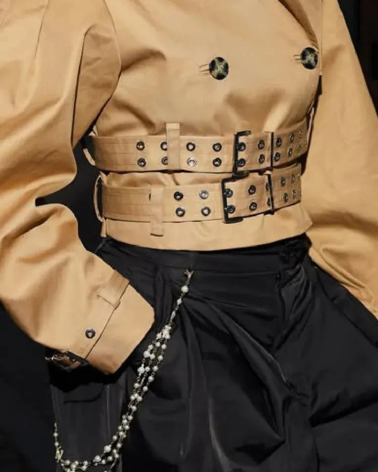 Double Buckle Cropped Trench Coat