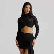 Barely There Lace Panel Skirt Set