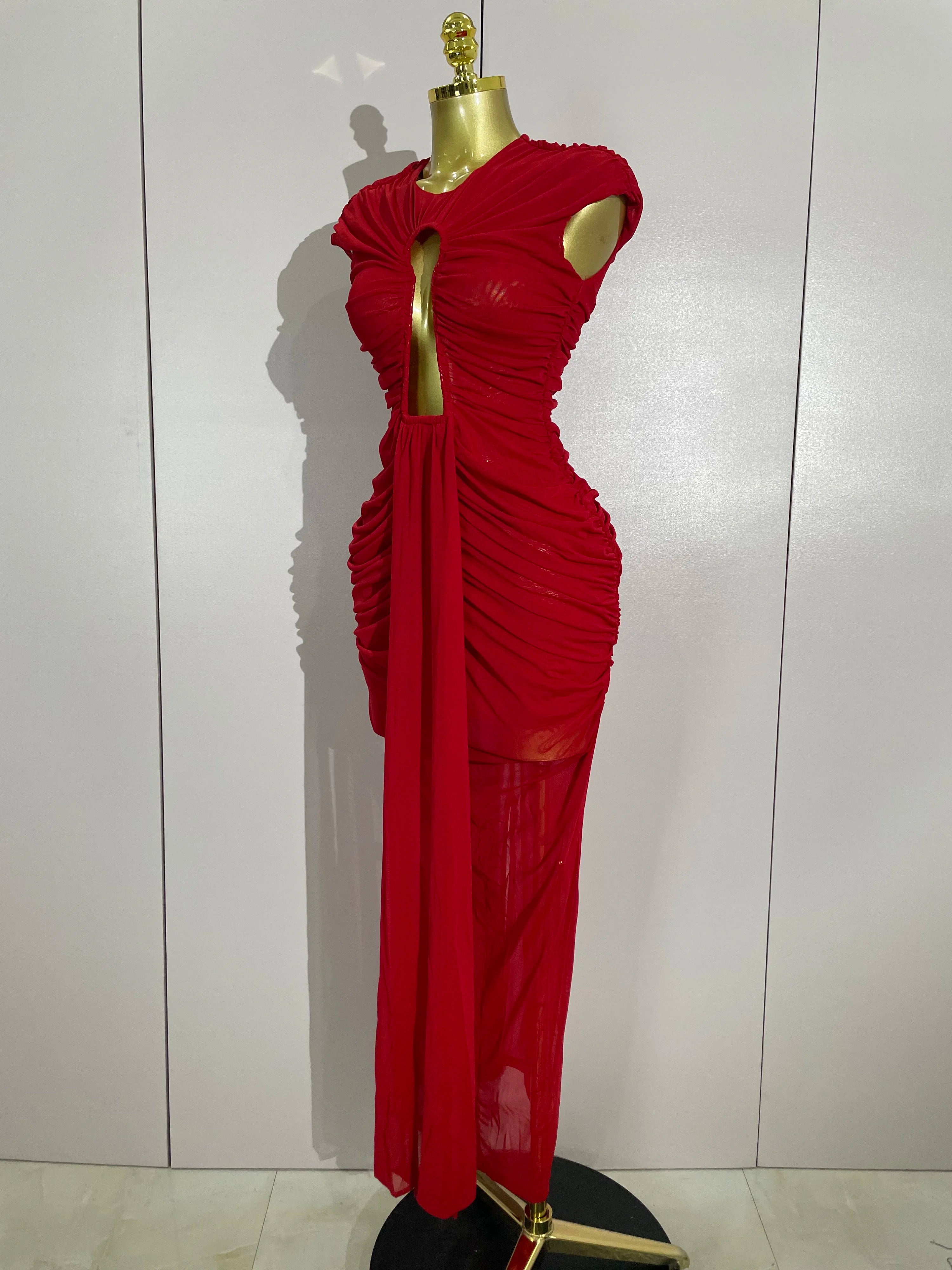 Ruched O Neck Dress