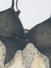 Lace Denim Two Piece Set
