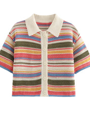 Striped Knit Two Piece Short Set