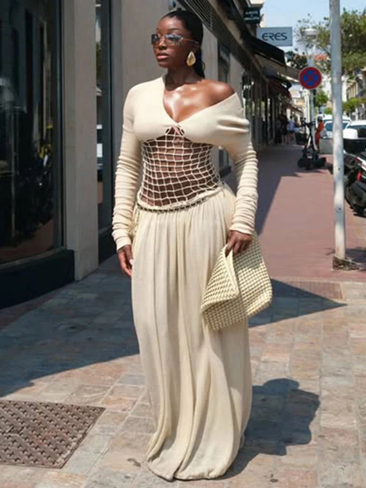 Knit V-Neck Maxi Dress