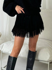 High Waist Pleated Mini Skirt