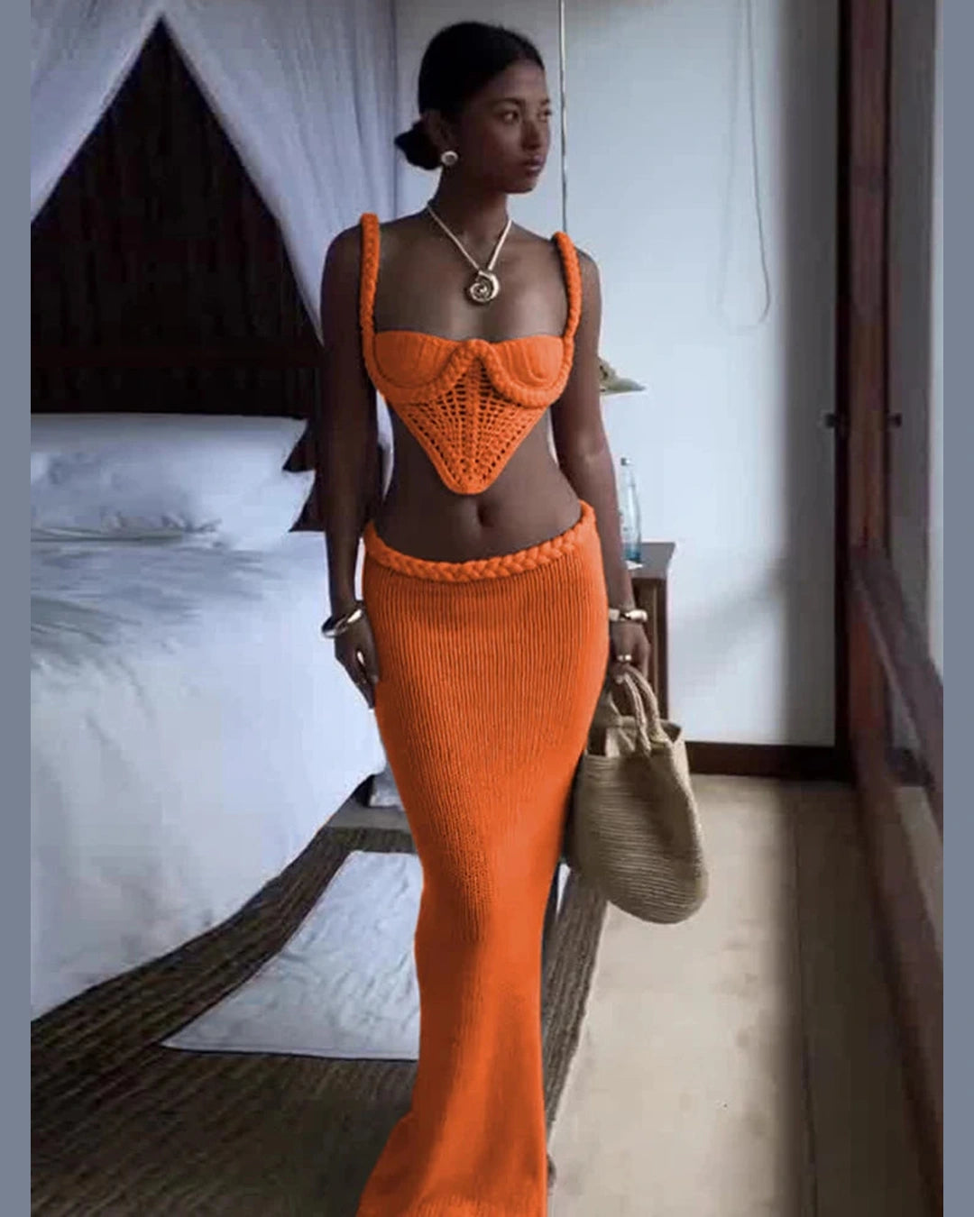 2 Piece Knit Corset Set