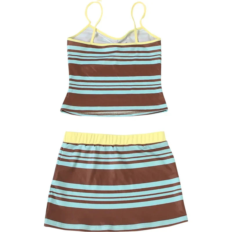 Vintage Striped Skirt Set