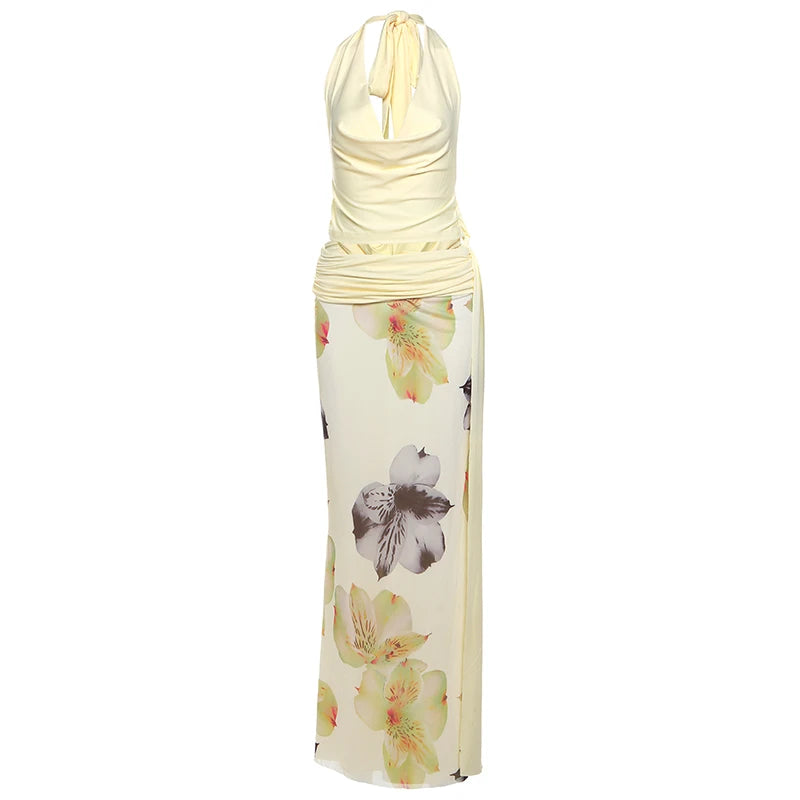 Butter Yellow Floral Skirt Set