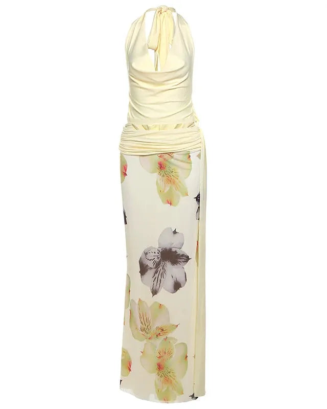 Butter Yellow Floral Skirt Set