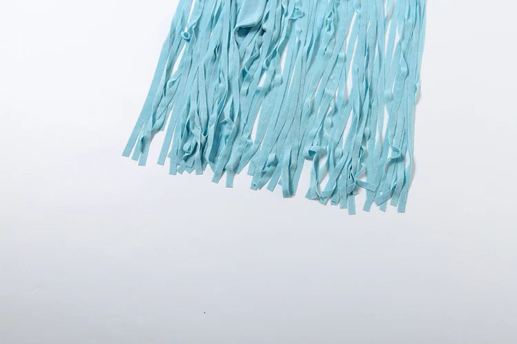 Velvet Ruched Tassel Dress