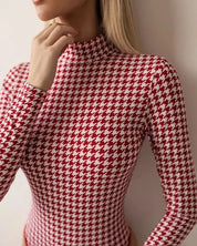Red Houndstooth Bodysuit