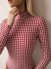 Red Houndstooth Bodysuit