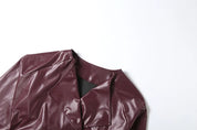 Maroon Faux Leather  Jacket