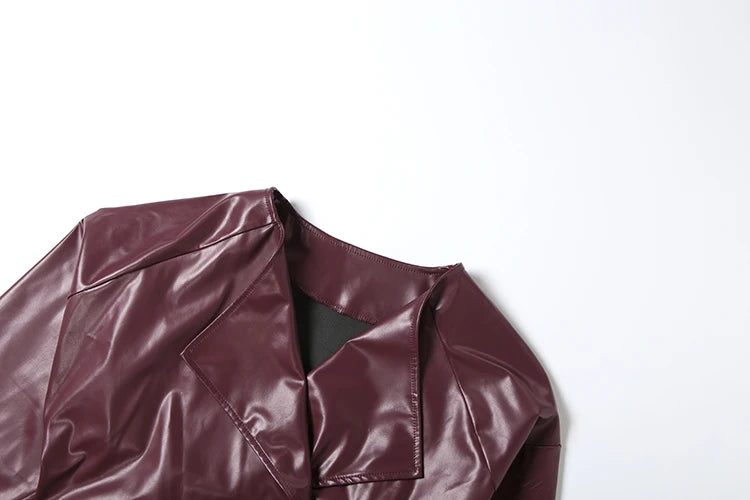 Maroon Faux Leather  Jacket