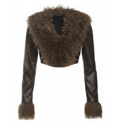Furry Faux Leather Jacket