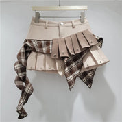 Plad Pleated Skirt