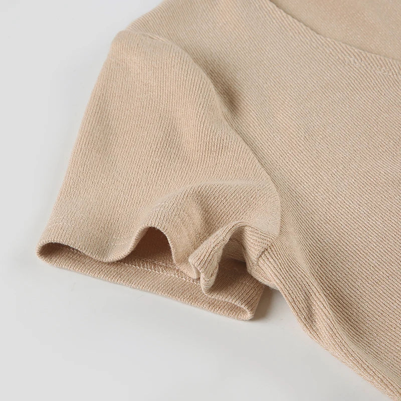 Nuetral Knitted V-Neck Mini Dress