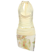 Butter Yellow Floral Mini Skirt Set