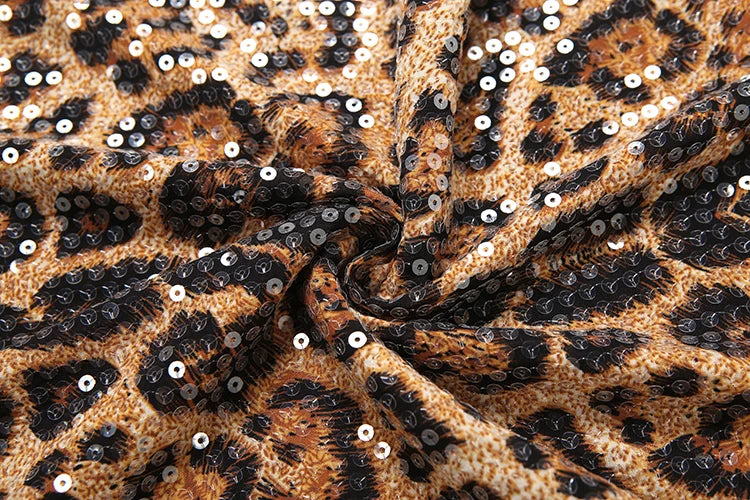 Leopard Sequin Midi Tube Dress