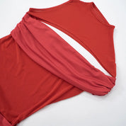 Red Off Shoulder Mesh Dress