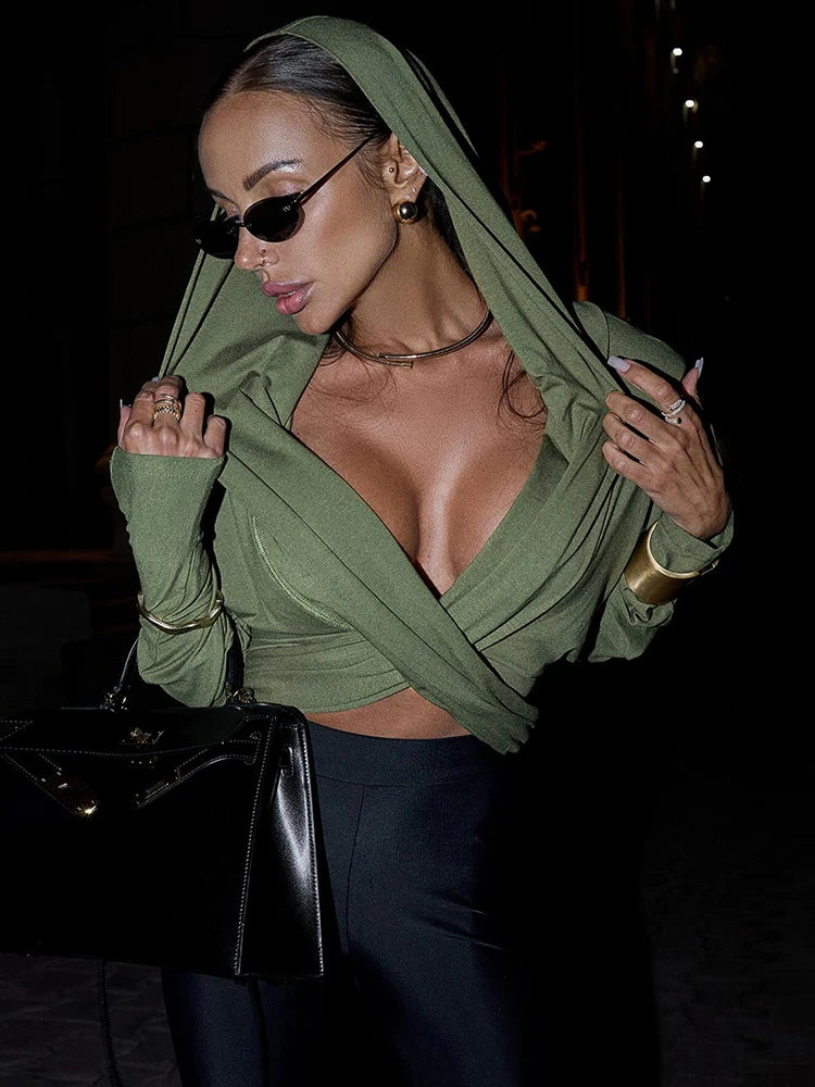 Criss Cross Hooded Top