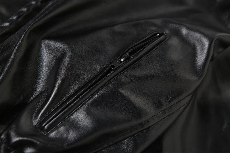 Faux Leather Hooded Jacket