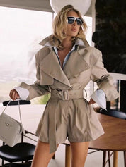 Khaki Trench Coat Playsuit