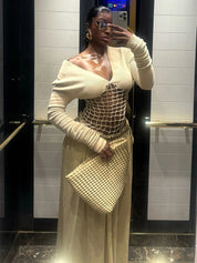Knit V-Neck Maxi Dress