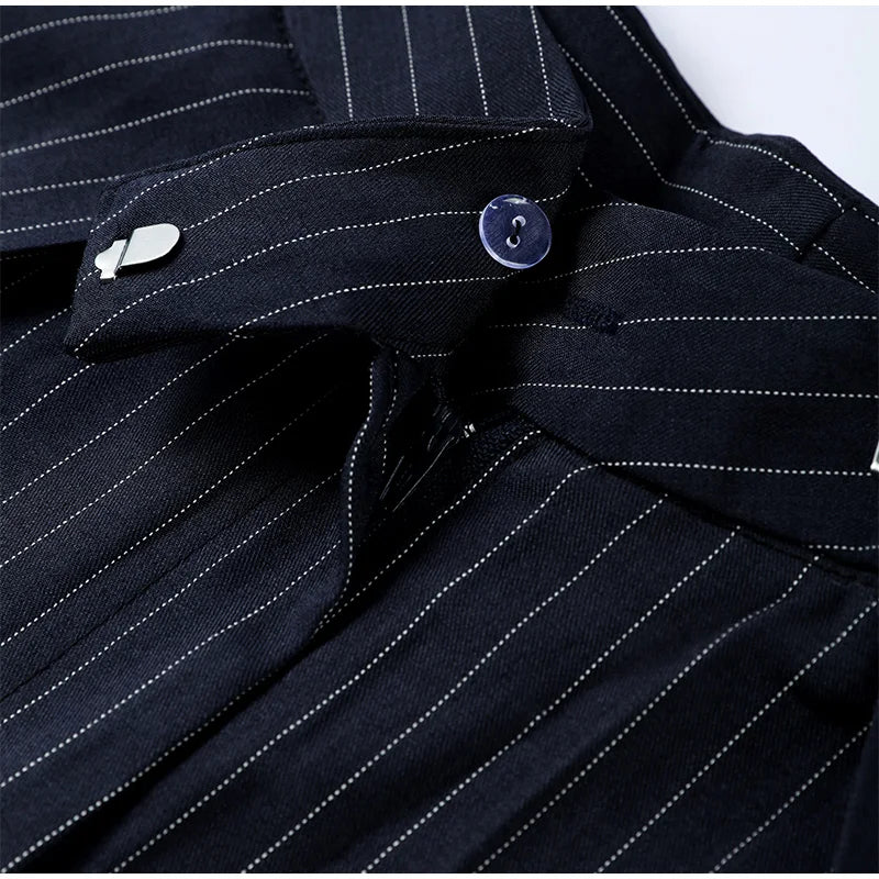 Pinstripe Pleated Wide Leg Pants