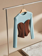 Coffee Zip Up Top